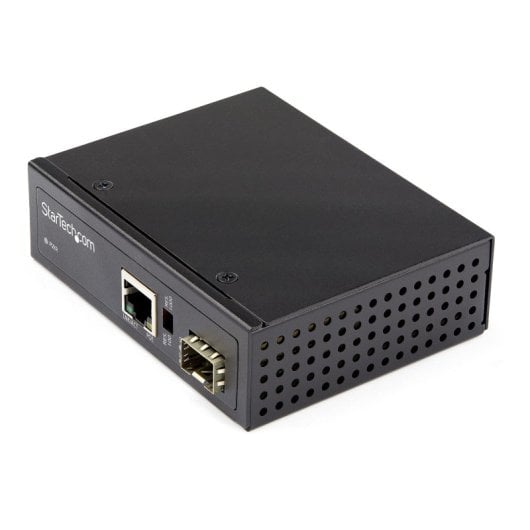 Conversor de Medios StarTech 60W PoE+ IP30 SFP a RJ45 Soporte DIN IMC1GSFP60W -40 a 75°C