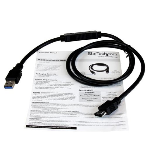 Adaptador USB 3.0 a eSATA StarTech.com USB3S2ESATA3 0,9m SATA 6Gb/s Negro