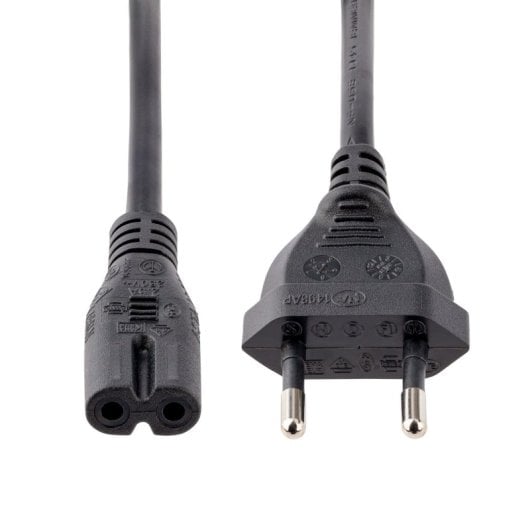 Fuente de Alimentación StarTech 2m Enchufe EU C7 18AWG 250V 2.5A Conductividad Alta Negra