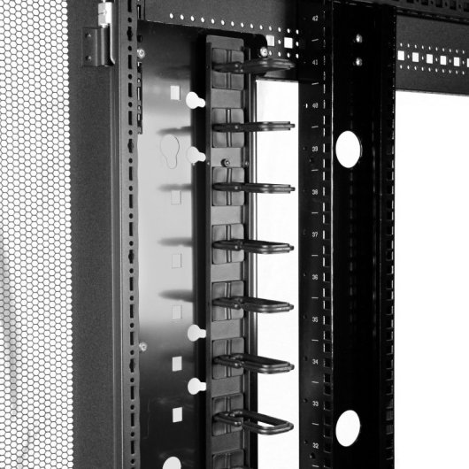 Panneau de gestion de câbles StarTech.com 91 cm 0U avec anneaux en D pour racks 20U et plus, modèle CMVER20UD