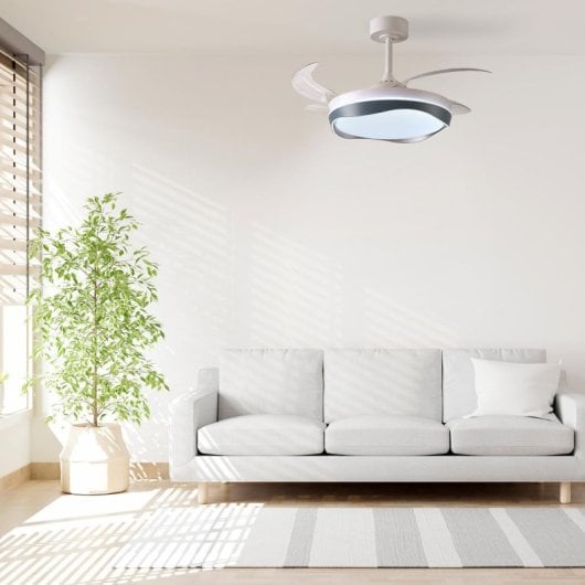 Ventilador de techo Bel Air Almati DC 4 Aspas Retráctiles LED 72W Blanco/Negro Mando 6 Velocidades