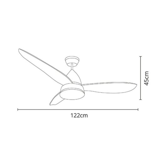 Ventilador de techo Lumit Marino DC 14W 3 aspas 6 velocidades LED 16W mando a distancia