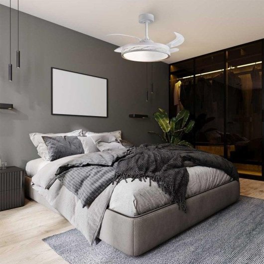 Ventoinha de teto Bel Air Home Riga LED 72W 4 pás retráteis motor DC