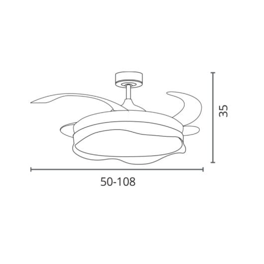 Ventilador de techo Bel Air Home Olas LED 72W 4 aspas retráctiles 6 velocidades Mando a distancia