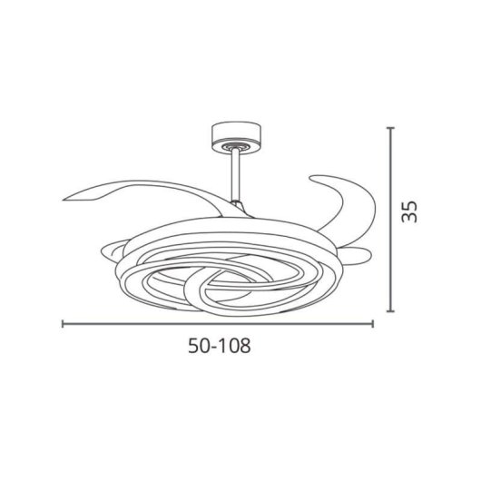 Ventilateur Bel Air Home Nudos LED 16000lm 4 pales rétractables télécommande