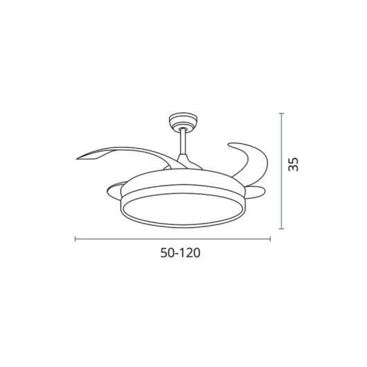 Ventilador de Techo Bel Air Home New Asgard Maxi 72W LED 6480lm 4 Aspas Retráctiles DC Mando a Distancia