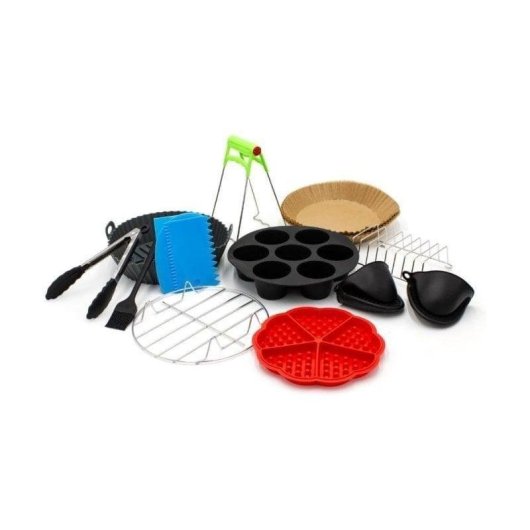 Kit accesorios freidora aire Cloen 13 piezas con moldes, pinzas y bandejas de papel
