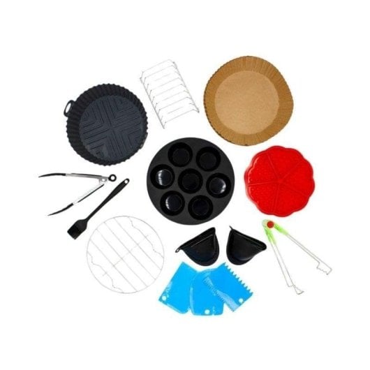 Kit accesorios freidora aire Cloen 13 piezas con moldes, pinzas y bandejas de papel