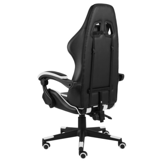 Silla gaming vidaXL Louren cuero sintético ergonómica reclinable 35x41cm blanca y negra
