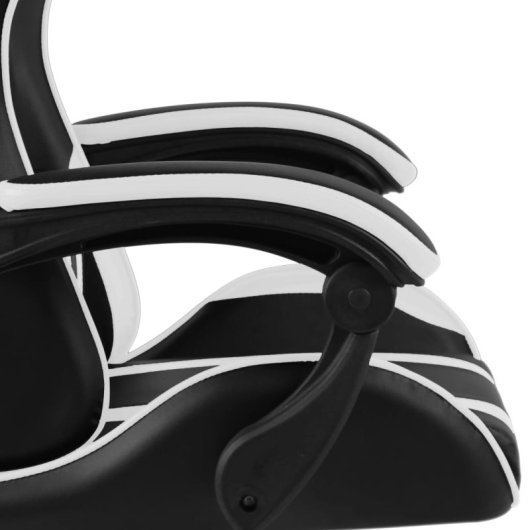Silla gaming vidaXL Louren cuero sintético ergonómica reclinable 35x41cm blanca y negra