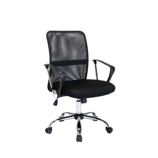Basik Line Kibo Cadeira de Escritório em Tecido/PVC com Encosto Alto, Apoios de Braços e Altura Regulável Máx.136Kg Preta