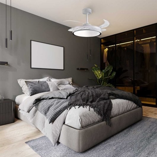 Ventilatore da soffitto Bel Air Riga con 4 pale retrattili, LED, 72W, 6 velocità, telecomando