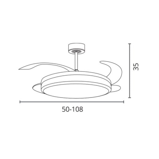 Ventilatore da soffitto Bel Air Riga con 4 pale retrattili, LED, 72W, 6 velocità, telecomando