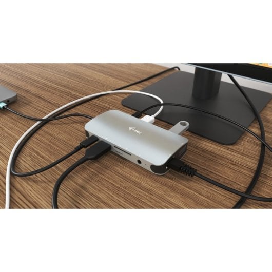 Docking Station USB-C i-tec Metal Travel Nano HDMI/VGA LAN 100W SD Plata
