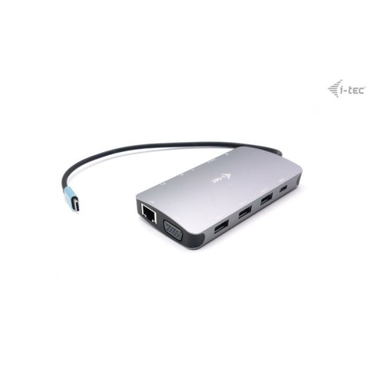 Docking Station USB-C i-tec Metal Travel Nano HDMI/VGA LAN 100W SD Plata