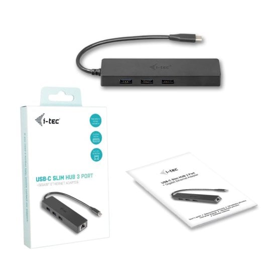 i-tec Advance Slim USB-C Hub 3 porte USB 3.0 + adattatore Gigabit Ethernet, nero