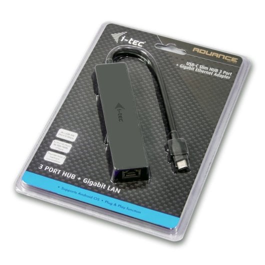 i-tec Advance Slim USB-C Hub 3 porte USB 3.0 + adattatore Gigabit Ethernet, nero
