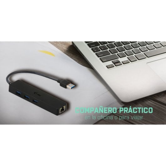 Hub USB 3.0 i-tec Advance Slim 3 Puertos + Adaptador Gigabit Ethernet VIA VL813 ASIX AS88179 Negro
