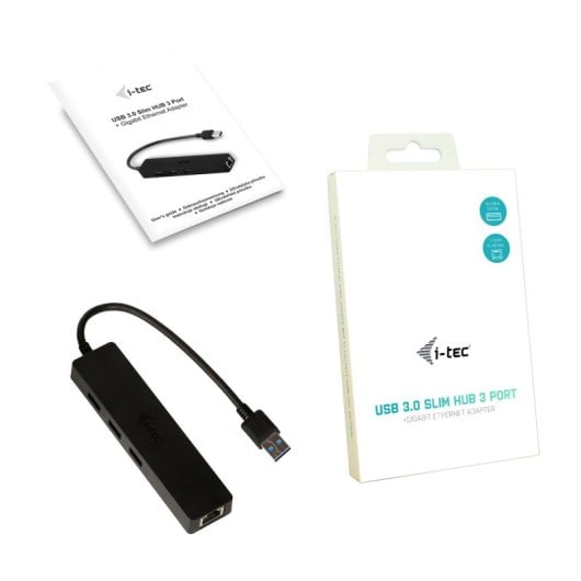Hub USB 3.0 i-tec Advance Slim 3 Puertos + Adaptador Gigabit Ethernet VIA VL813 ASIX AS88179 Negro