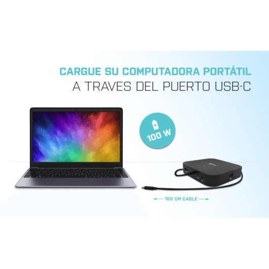 Estación de acoplamiento USB-C i-tec Dual Display Power Delivery 100W LAN 2x4K Negro