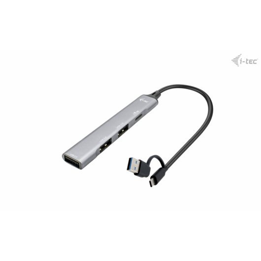 Hub USB in metallo i-tec 1x USB 3.0 3x USB 2.0 Tipo-C/A 5000 Mbit/s Argento Compatto