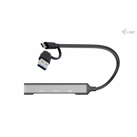 Hub USB in metallo i-tec 1x USB 3.0 3x USB 2.0 Tipo-C/A 5000 Mbit/s Argento Compatto