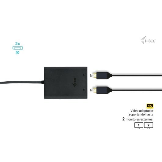 Adattatore video i-tec USB-C Dual DisplayPort 8K/30Hz o 2x 4K/60Hz Nero