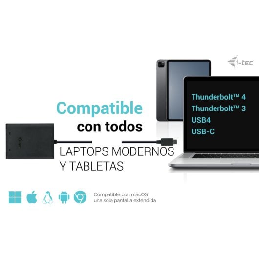Adattatore video i-tec USB-C Dual DisplayPort 8K/30Hz o 2x 4K/60Hz Nero