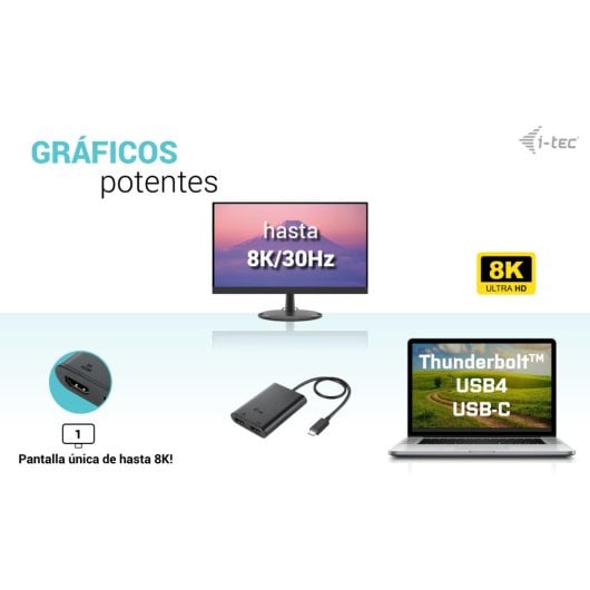 i-tec USB-C Dual 4K/60Hz 8K/30Hz HDMI Adapter Schwarz Thunderbolt3/4 USB4