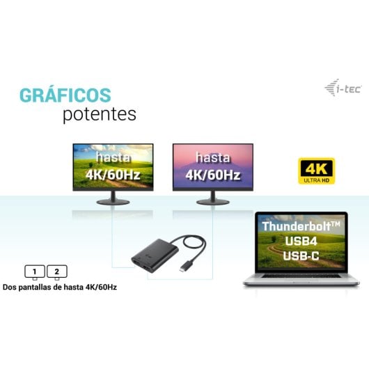 i-tec USB-C Dual 4K/60Hz 8K/30Hz HDMI Adapter Schwarz Thunderbolt3/4 USB4