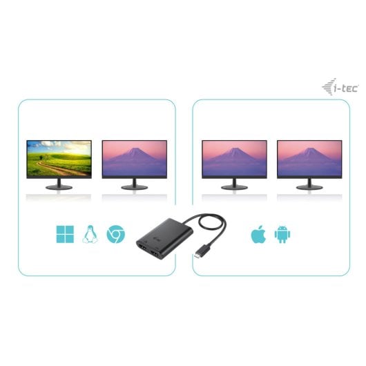 i-tec USB-C Dual 4K/60Hz 8K/30Hz HDMI Adapter Schwarz Thunderbolt3/4 USB4