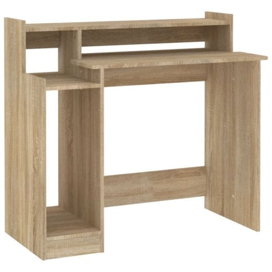 Escritorio vidaXL Campoamor madera contrachapada con LED y USB, diseño moderno, resistente humedad
