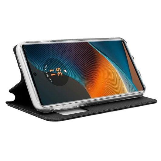 Coole Flip Cover Hülle für Motorola Edge 50 Fusion Plain Black