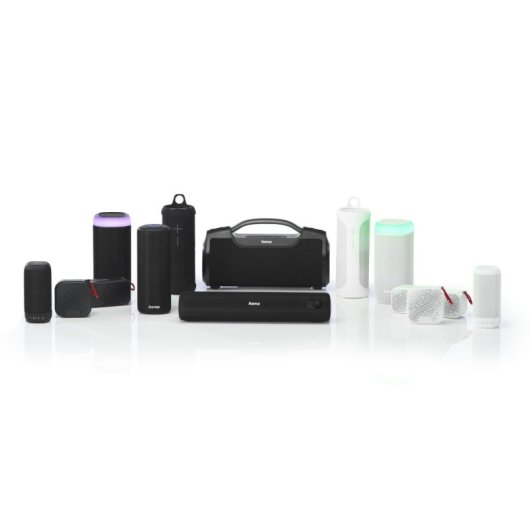Coluna de som sem fios ultracompacta Hama 3,5 W Bluetooth IP67 branca com chamadas mãos-livres e mosquetão