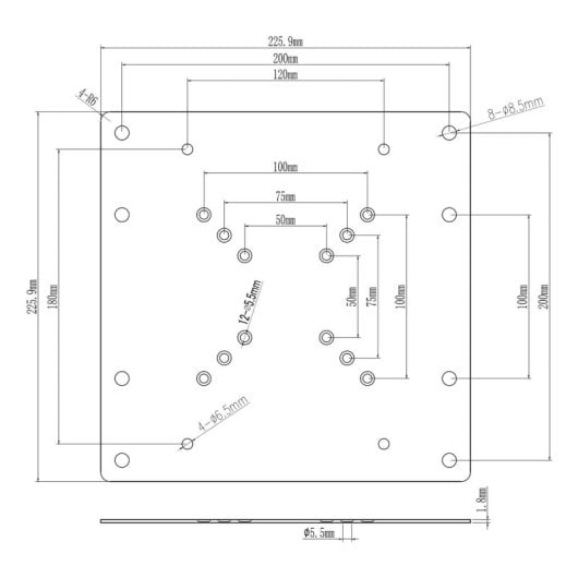 AISENS VESA-Adapter 200x200 Schwarz Stahl 30kg für Multi-Interface Monitor/TV