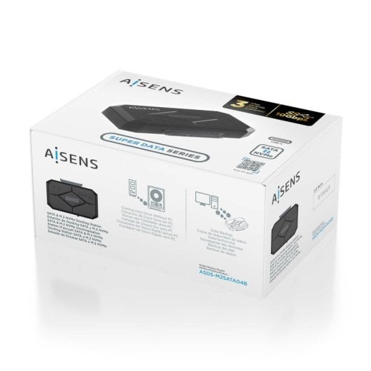 AISENS SDDO-120C Docking Station USB 3.1 Gen1 para SATA 2.5/3.5 + M.2 NVMe Preto