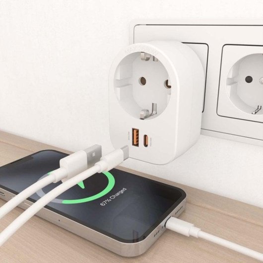 Steckdosenleiste Aisens ASPS-1A1C06-W 1 Steckplatz 1 USB-C 1 USB-A GaN Schutz