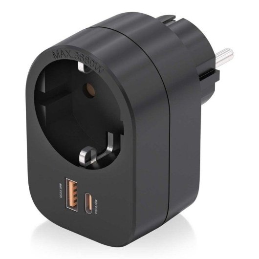 Régua de tomadas AISENS PRPW1P-032C 1 tomada USB-C 20W USB-A 20W Proteção GaN PPS