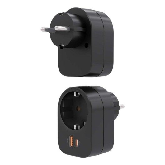 Régua de tomadas AISENS PRPW1P-032C 1 tomada USB-C 20W USB-A 20W Proteção GaN PPS