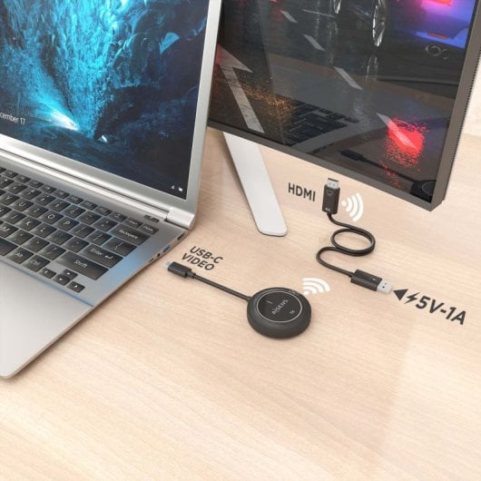 AISENS ASWL-H2K30M002-BK Transmissor Sem Fios USB-C para HDMI 1080P/60Hz Plug&Play Até 30m