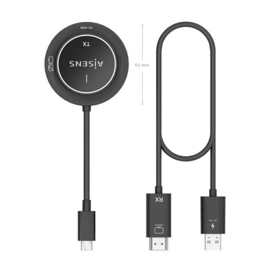 Transmisor inalámbrico AISENS ASWL-H2KC30M004-BK USB-C HDMI 1080P 30m 100W PD
