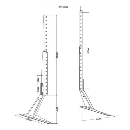 AISENS SOSTV-113 Suporte de Mesa com Ajuste de Altura para Monitor/TV 32-80” VESA 800x500mm Máx.50kg