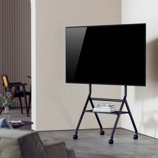 Support de sol Aisens avec plateau et roulettes pour écrans de 37 à 86 pouces VESA jusqu'à 600 x 400 mm