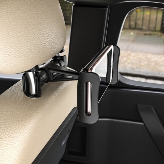 Soporte de coche Aisens AH-HA5 para reposacabezas, aluminio, 360º, extensible 12-21 cm, negro