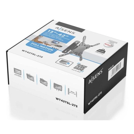 Soporte Monitor/TV AISENS WT42T-017 Giratorio Inclinable 20kg 13-42? Acero Negro