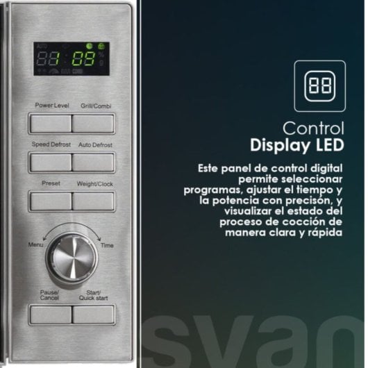 Microondas Svan SMWC25900DGN 25L 900W Grill Display LED Base Cerámica Auto Cooking