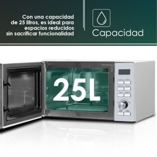 Microondas Svan SMWC25900DGN 25L 900W Grill Display LED Base Cerámica Auto Cooking