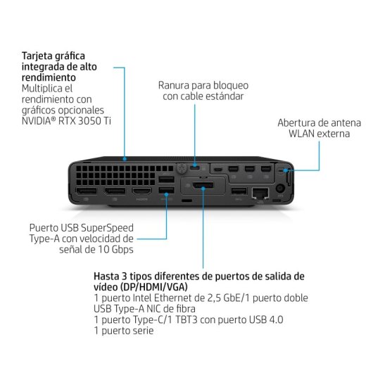 PC Sobremesa HP Elite Mini 800 G9 i5-13500 16GB 512GB SSD Wi-Fi 6E Seguridad Wolf
