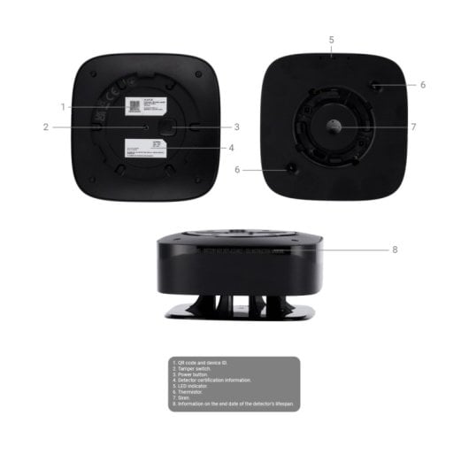 Detector de Incendio Ajax FireProtect 2 H AJ-FIREPROTECT2-H-RB-B Negro A1R Pilas Sirena App