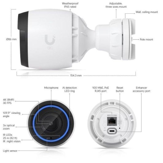 Caméra de surveillance Ubiquiti UVC-G5-Pro 8MP Vision Nocturne Extérieure